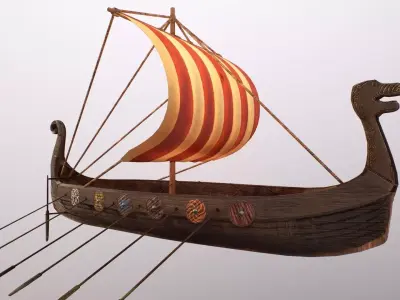 Viking ship Low-poly 3D model