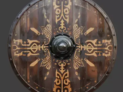 Viking Round Shield 3D Model v04 Low-poly 3D model