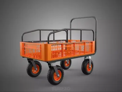 LUGGAGE TROLLEY WAGON CART BAGGAGE AIRPORT HOTEL TERMINAL OFFICE 3D model