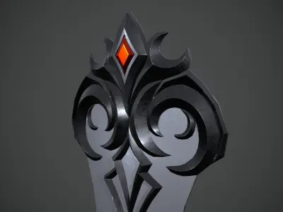 Fantasy dark shield Low-poly 3D model