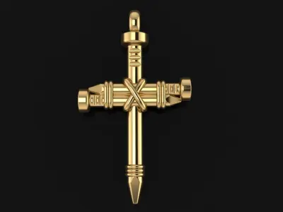 Rustic style Nail Cross Pendant Large Size 3D print model