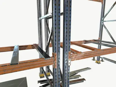 modular warehouse metal shelf Low-poly 3D model
