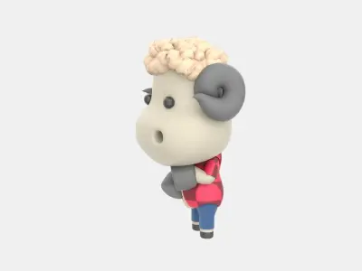 Cute Sheep 3D Illustration 3D model 5