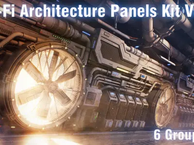 Sci-Fi Architecture Panels Kit Vol 04-PBR 3D model