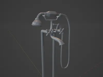 Vintage Shower Faucet Low-poly 3D model