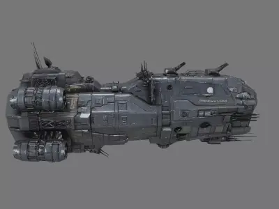 Sci-Fi Armored Gunship Spaceship 3D model