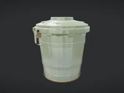 military metal container with lid 3D model