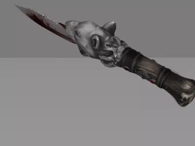 Bull Terrier Head Survival Knife 3D Model DVL 3D Studio  Low-poly 3D model
