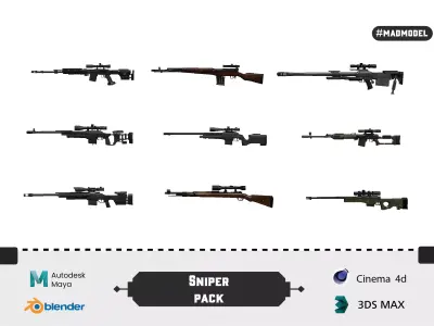Sniper Pack Rigged 3D model