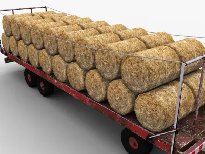 Bale Trailer Lowpoly Low-poly 3D model
