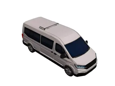 Low Poly Minibus Modern Vehicle Model PBR Texture Low-poly 3D model