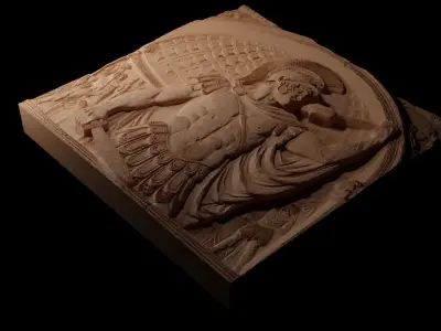 Roman Gladiator Sandcasting Bas High Relief CNC 3D print model