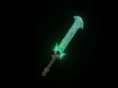 Stylized Crystal Sword Low-poly 3D model