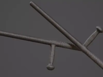 Police Plastic Stick Game Ready Model  Low-poly 3D model