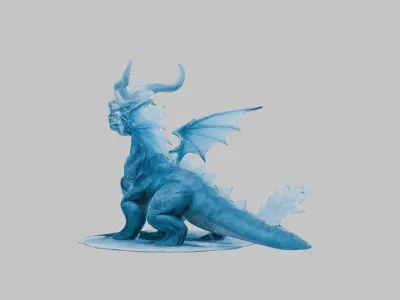 Blue Fantasy Dragon Figure Low-poly 3D model
