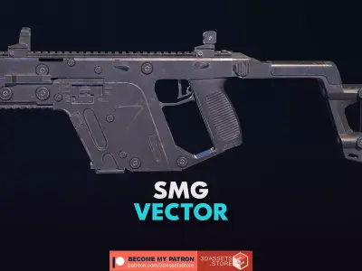 Weapon - Gun - SMG - Vector Low-poly 3D model