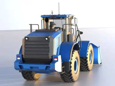 Wheel Loader blue Low-poly 3D model