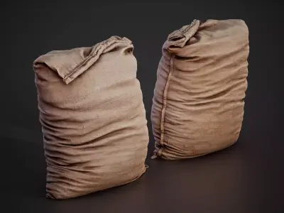 Realistic old burlap bag 04 photo scan Low-poly 3D model