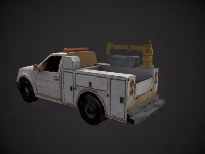 Low Poly Industrial Crane Truck - Textured  Low-poly 3D model