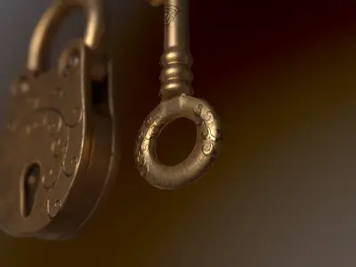 Simple Padlock Low-poly 3D model