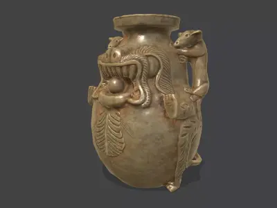 Chinese Ancient ceramic jars-Celadon Beast-shaped Zun Low-poly 3D model