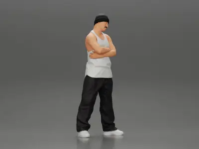 gangster homie arms crossed in hat 3D print model