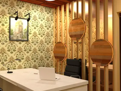 Industrial office exterior view and office interior 3D print model