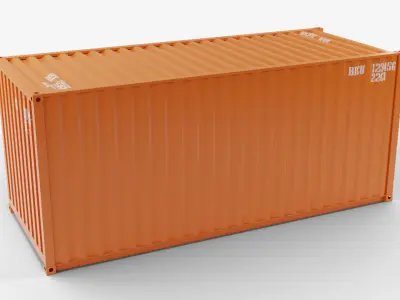 20Ft Cargo Container - Orange - Clean 3D model