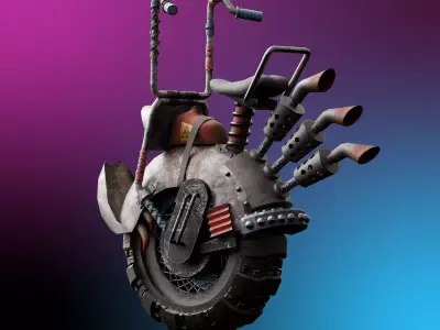 Stylized Motorcycle Low-poly 3D model get