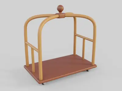 Cartoon Style Hotel Trolley and Suitcase 3D model