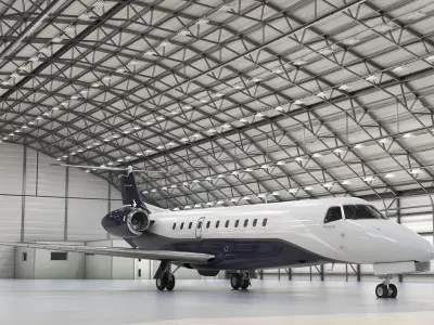 Private Jet Embraer Legacy 650E In Aircraft Hangar 3D model