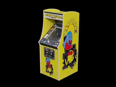 Retro Pac Man Arcade Machine 8K and 4K Textures Low-poly 3D model