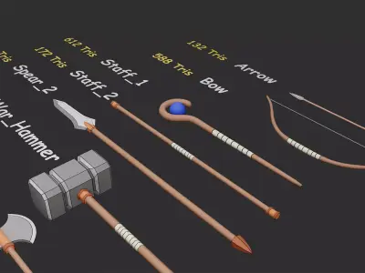 Stylized Melee Weapons Pack Low-poly 3D model