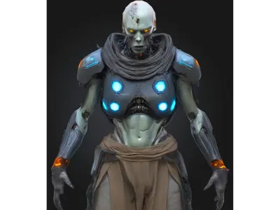 Sci-Fi Undead Cyborg Low-poly 3D model