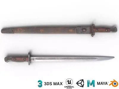 P-17 enfield bayonet Low-poly 3D model