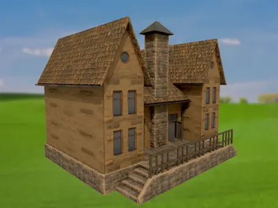 House homestead villa PBR  game ready Low-poly 3D model purchase