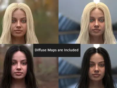 Mans and Womans Heads Collection 3D model