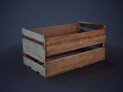 Wooden Food Crate Low-poly 3D model purchase