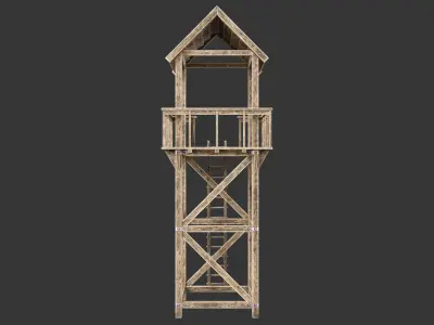 Medieval Defense Guard Tower Large Low-poly 3D model