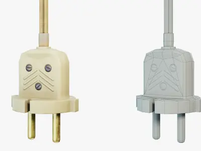 Electrical Plug Type C Old Low-poly 3D model