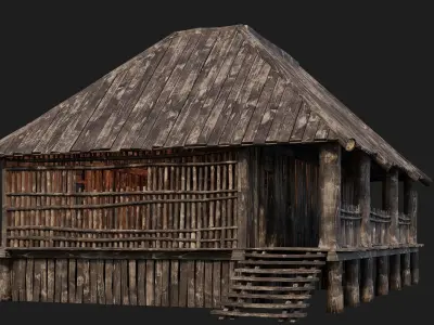 Old Wooden House 4K Textures GameReady 137 Low-poly 3D model