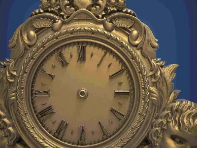 Carved clock for 3D printing and CNC 3D print model 22