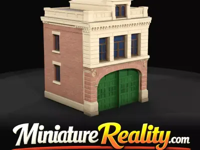 1-87 Double Bay Brick Firehouse Print Ready STL 3D print model