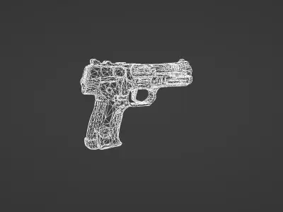 Cyberpunk Neon Handgun - Futuristic Weapon Design 3D model