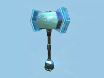 Medieval War Hammer 08 Crystal Elemental - Fantasy Weaponry Low-poly 3D model