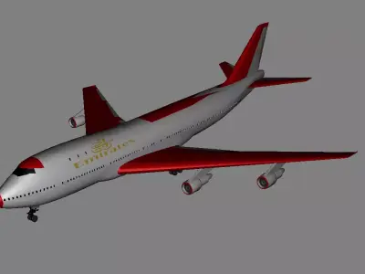 Emirates Passenger Plane Airbus Low-poly 3D model