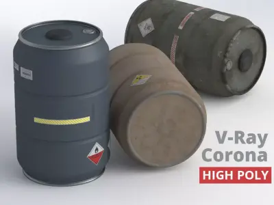 Metal Barrel - High Poly with 35 color and grunge variants 3D model