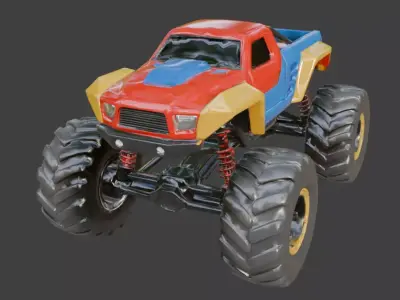 Stylized Racing Monster Truck 3D Model Low-poly 3D model