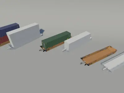 Lowpoly freight train with containers pack Low-poly 3D model