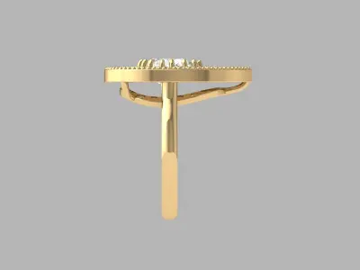 Pear Art Deco Ring 3D print model 4